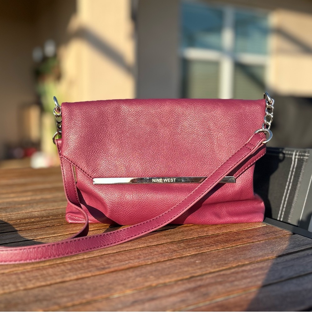 Nine West Crossbody / Clutch Bag | Burgundy | Good Condition | Link Chain - Picture 6 of 15